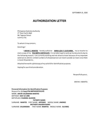 authorization letter tagalog|authorization letter psa birth certificate.